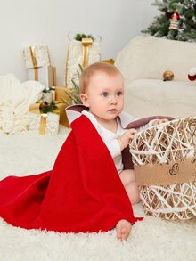 聖誕嬰兒聖誕老人圖案繈褓毯 - 紅白色 - 查看 2