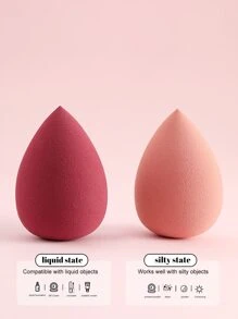 2 Pcs Waterdrop Shaped Makeup Sponge - Multicolor - View 3