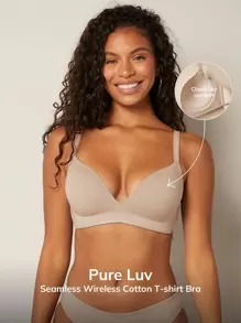 LUVLETTE Pure Seamless Wireless T-shirt Bra - Apricot - View 11