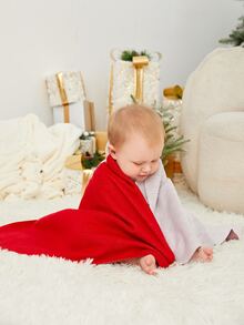 聖誕嬰兒聖誕老人圖案繈褓毯 - 紅白色 - 查看 3