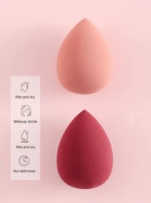 2 Pcs Waterdrop Shaped Makeup Sponge - Multicolor - View 4