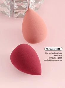 2 Pcs Waterdrop Shaped Makeup Sponge - Multicolor - View 5
