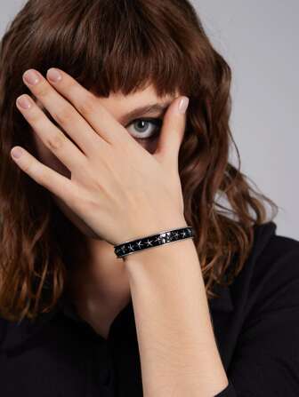 Grunge Punk Braccialetto aperto decorato stellata