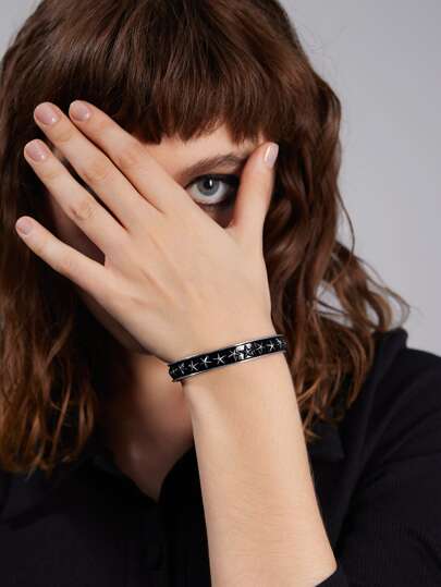 Grunge Punk سوار مفتوح مزخرف بنجم