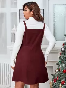 Calvaya 大碼前排扣吊帶連衣裙無毛衣