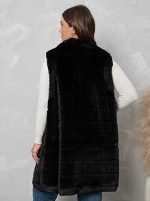 Modelyn Abrigo chaleco con cremallera de peluche - Negro - Ver 2