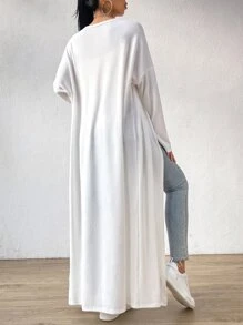 SHEIN EZwear Drop Shoulder Open Front Coat - White - View 2
