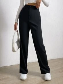 SHEIN EZwear Hochgeschnittene einfarbige Anzughose für Herbst/Winter