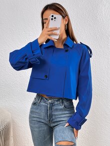 Charreteras de manga raglán Gabardina - Azul - Ver 4