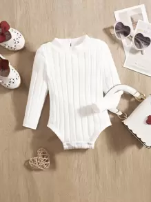 Baby Girl High-Neck Lock Hole Design Sleeveless Bodysuit, Comfortable, Cute And Sweet Style, Suitable For Summer - White - View 1