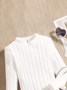 Baby Girl High-Neck Lock Hole Design Sleeveless Bodysuit, Comfortable, Cute And Sweet Style, Suitable For Summer - White - View 3