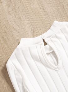 Baby Girl High-Neck Lock Hole Design Sleeveless Bodysuit, Comfortable, Cute And Sweet Style, Suitable For Summer - White - View 4