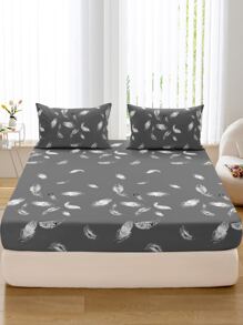 羽毛印花床笠套裝不附內芯 - 灰色 - 查看 1