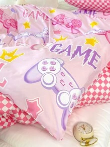 Gamepad & Letter Graphic Duvet Cover Set Without Filler - Multicolor - View 7