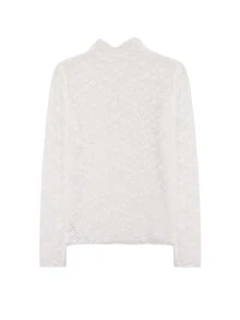 Lace Floral Sheer Top Without Vest - White - View 3