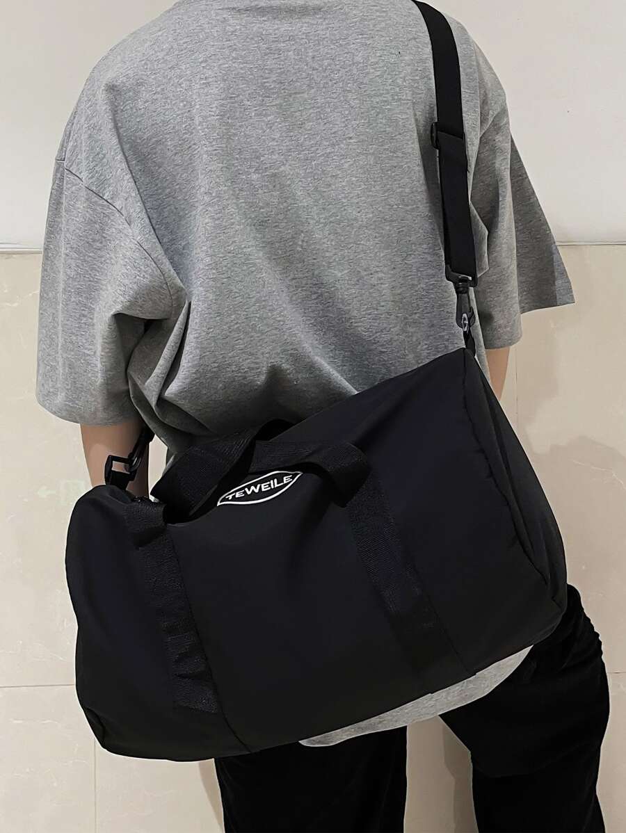 Bolsa de deporte con diseño de letra para hombres, bolsa de viaje, bolsa de mano, bolsa de gimnasio, bolsa de fin de semana, para negocios, vacaciones, vuelta al colegio, para hombres y mujeres, estudiantes, equipaje para vacaciones y festivos, regalos de Navidad, bolsa de entrenamiento para vacaciones, Día de Acción de Gracias, bolsa de fin de semana, bolsa para el hospital, vuelta al colegio - Negro - Ver 1