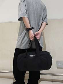 Bolsa de deporte con diseño de letra para hombres, bolsa de viaje, bolsa de mano, bolsa de gimnasio, bolsa de fin de semana, para negocios, vacaciones, vuelta al colegio, para hombres y mujeres, estudiantes, equipaje para vacaciones y festivos, regalos de Navidad, bolsa de entrenamiento para vacaciones, Día de Acción de Gracias, bolsa de fin de semana, bolsa para el hospital, vuelta al colegio - Negro - Ver 2