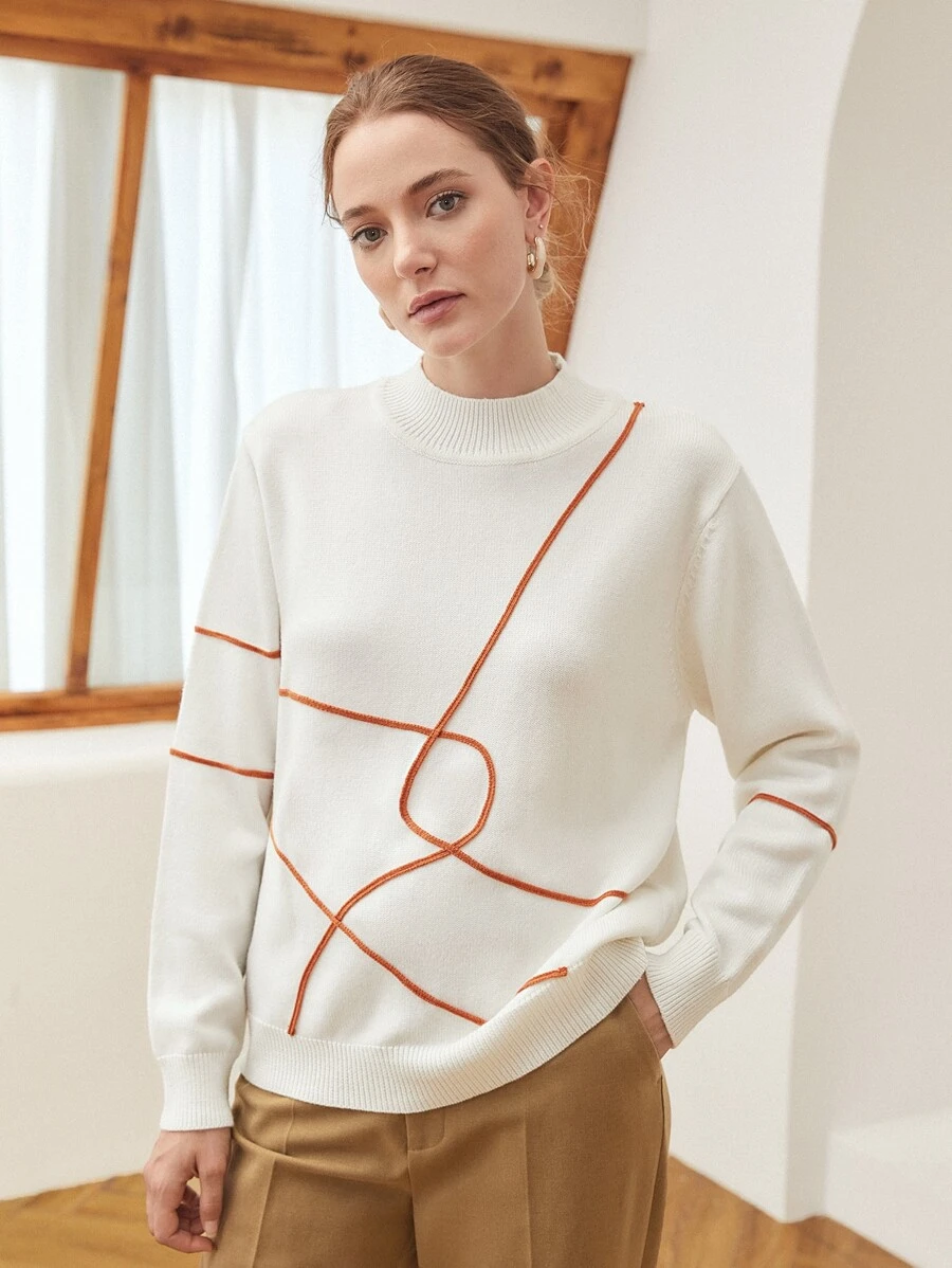 MOTF PREMIUM Jersey mezcla de lana unido en contraste