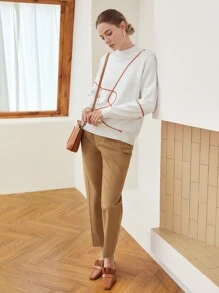 MOTF PREMIUM WOOL-MIX RING BUCKLE BELTED SUIT TROUSERS - Camel - View 7