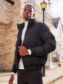 Men Zip Up Padded Coat For Winter - Black - View 7