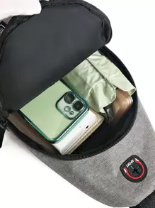 New Men's Shoulder Canvas Chest Bag Leisure Sports Travel Shoulder Crossbody Bag Sling Bag College Bag School Supplies Commute University With USB Multi-Functional Students Men Bag Belt Bag Sling Bag Winter Fanny Pack Bum Bag Side Bags Hip Bag Travel Essentials Holiday Essentials Bag For Men Summer Back To School The Sporty Life Vacation Bag Pack Waist Bag Spring - Grey - View 6