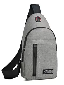 New Men's Shoulder Canvas Chest Bag Leisure Sports Travel Shoulder Crossbody Bag Sling Bag College Bag School Supplies Commute University With USB Multi-Functional Students Men Bag Belt Bag Sling Bag Winter Fanny Pack Bum Bag Side Bags Hip Bag Travel Essentials Holiday Essentials Bag For Men Summer Back To School The Sporty Life Vacation Bag Pack Waist Bag Spring - Grey - View 2