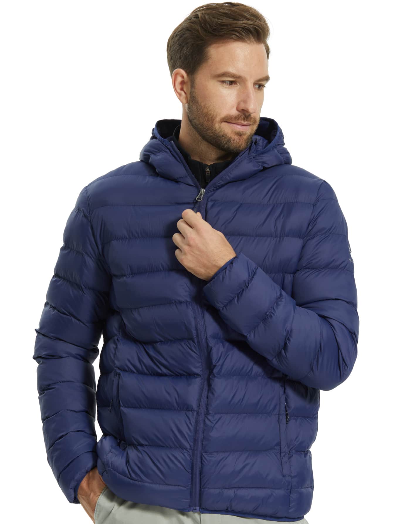 Áo khoác Nam mùa đông Túi Dây kéo Đồ họa Giải trí - Màu xanh hải quân - Xem 1