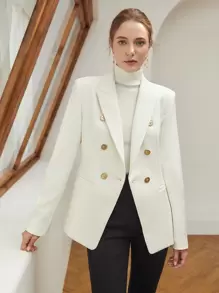 MOTF PREMIUM VISCOSE DOUBLE BREASTED BLAZER - White - View 8