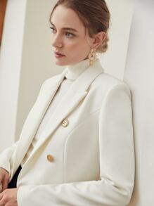 MOTF PREMIUM VISCOSE DOUBLE BREASTED BLAZER - White - View 3