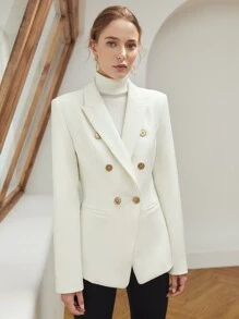 MOTF PREMIUM VISCOSE DOUBLE BREASTED BLAZER - White - View 4