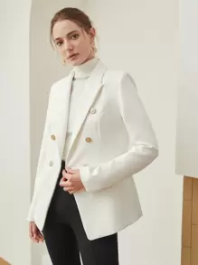 MOTF PREMIUM VISCOSE DOUBLE BREASTED BLAZER - White - View 5