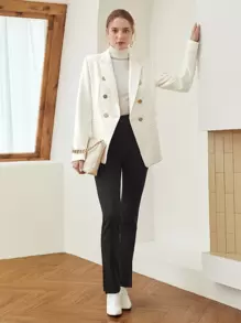 MOTF PREMIUM VISCOSE DOUBLE BREASTED BLAZER - White - View 6