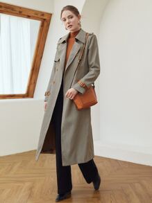 MOTF PREMIUM DOUBLE BREASTED BELTED TRENCH COAT - Multicolor - View 3