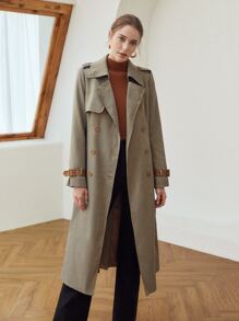 MOTF PREMIUM DOUBLE BREASTED BELTED TRENCH COAT - Multicolor - View 6