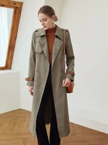 MOTF PREMIUM DOUBLE BREASTED BELTED TRENCH COAT - Multicolor - View 7