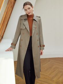 MOTF PREMIUM DOUBLE BREASTED BELTED TRENCH COAT - Multicolor - View 8