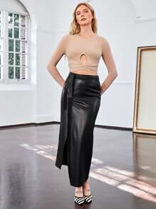 VALERIA GÓMEZ 前鏤空十字交叉後綁帶T恤 - 杏色 - 查看 4