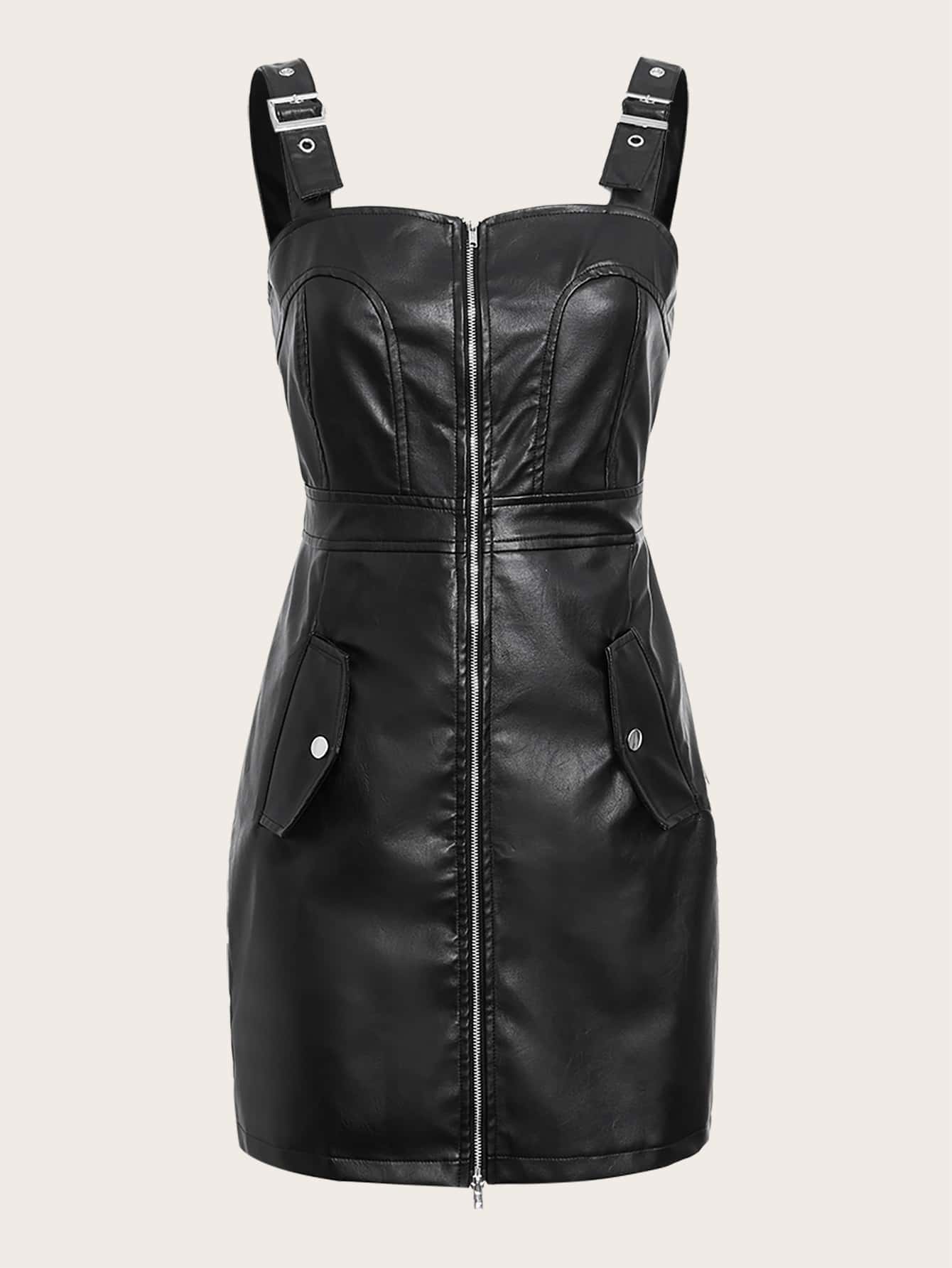 SHEIN ICON Đầm Dây kéo màu trơn Buổi tiệc - màu đen - Xem 1