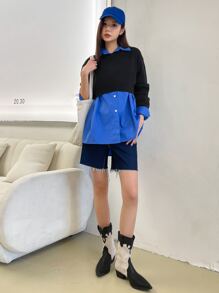 DAZY Áo len dệt kim hở vai không có áo cánh, quần áo mùa thu - màu đen - Xem 5