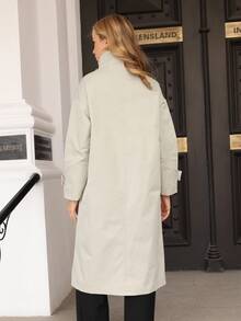 Gabardina con cremallera con botón delantero - Beis - Ver 2