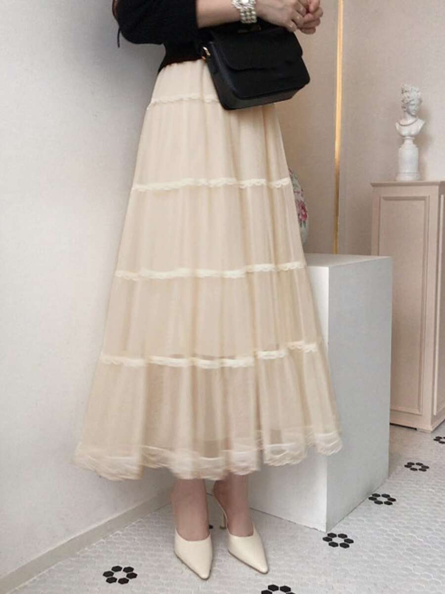 Falda unicolor bajo con fruncido