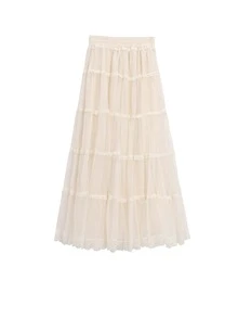 Falda unicolor bajo con fruncido