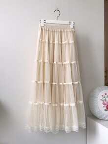 Falda unicolor bajo con fruncido