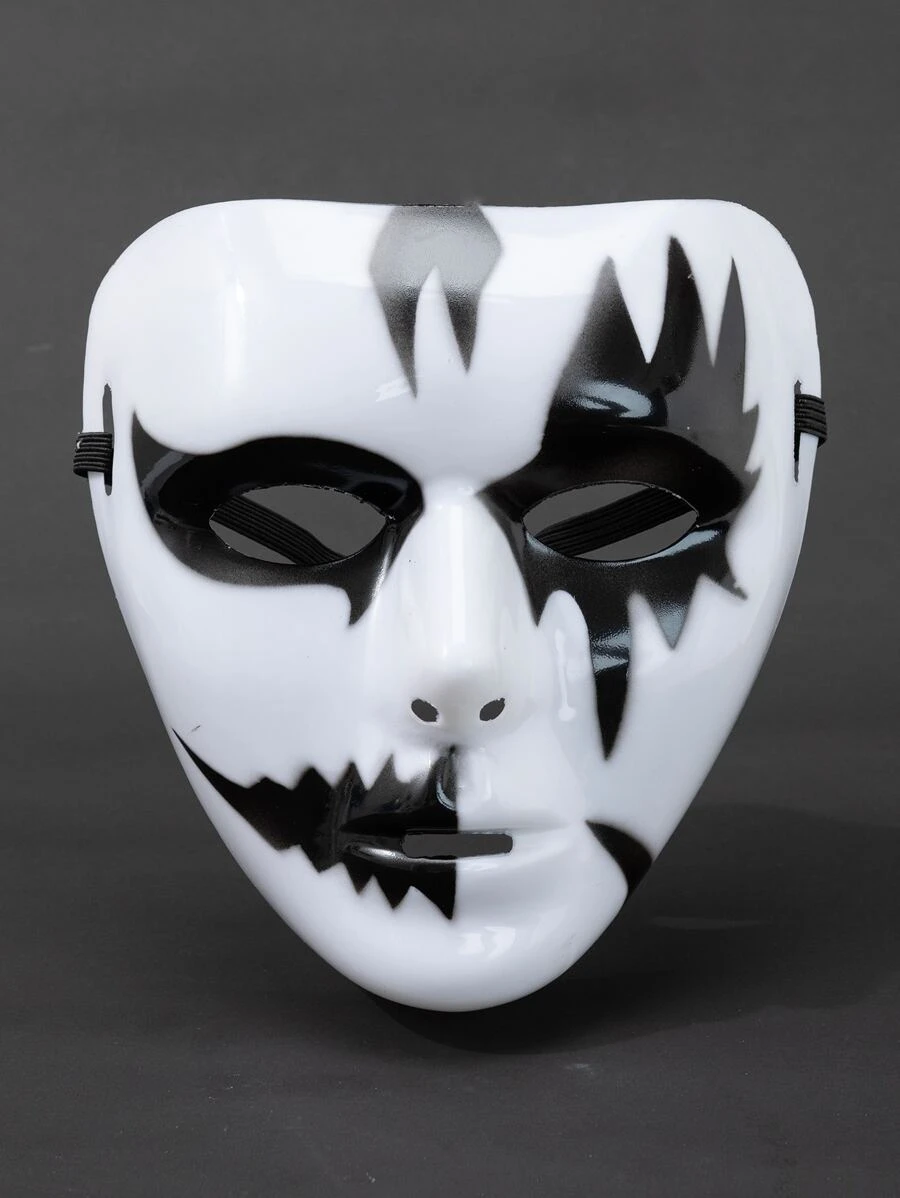 Ghost Design Costume Face Shield - Black and White - View 1