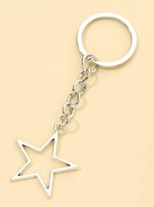1pc And Versatile Metallic Star Shaped Accessory, Creative Hollow-Out Design Keychain, Bag Decoration And Colorful Spray-Painted Star Decoration Keychain For Friends And Family Exquisite Gift Car Accessories Bag Charm School Cute Goth Y2k Bag Lanyards With Id Holder Car Accessories Bag Charms Christmas - Silver - View 2