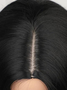 Parrucche lunghe 28 pollici nere per donna, con riga centrale, in fibra sintetica, capelli ricci naturali per uso quotidiano, eleganti e affascinanti