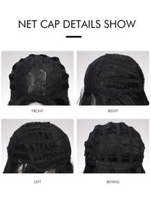 自然短直筒人造假髮 - 黑色 - 查看 5