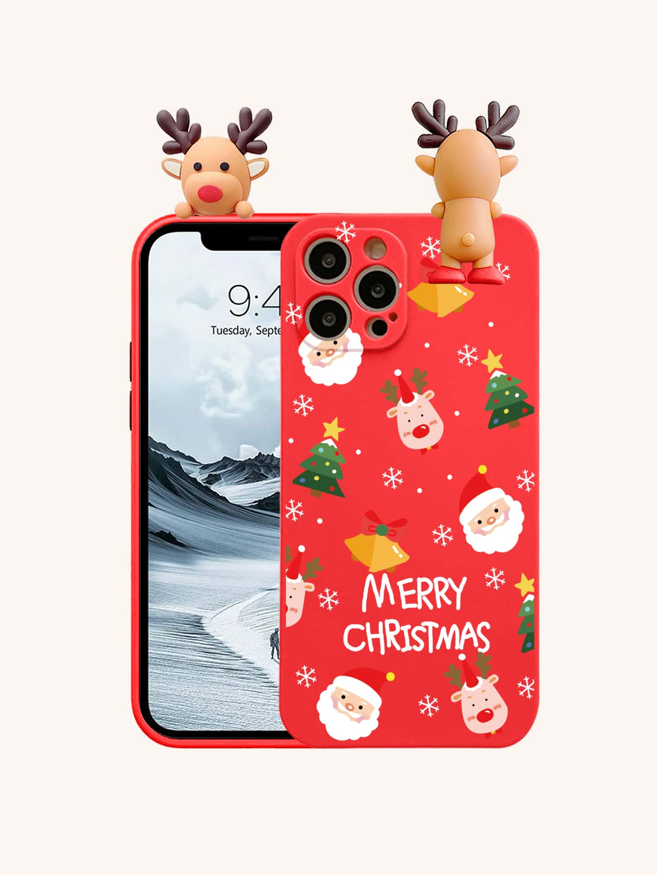 3D Christmas Deer Decor Phone Case - Multicolor - View 1