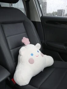 Almohada de soporte lumbar para automóvil con patrón de sonrisa de dibujos animados - Blanco - Ver 1
