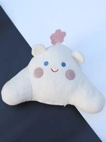 Almohada de soporte lumbar para automóvil con patrón de sonrisa de dibujos animados - Blanco - Ver 2